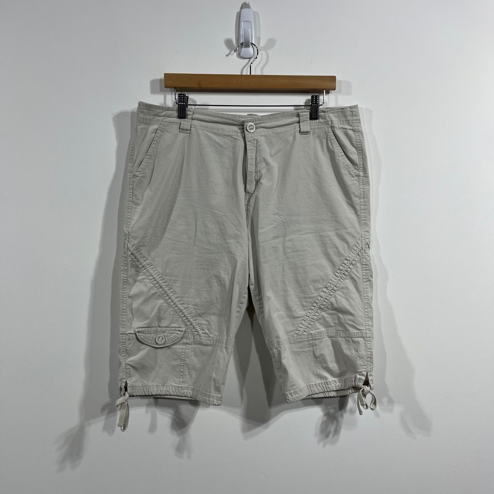 Lulu B Bermuda Fisherman Shorts Womens 16 Beige Vacation Coastal Resort Summer